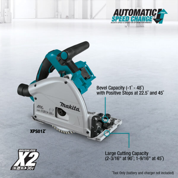 36V (18V X2) LXT® Brushless 6‑1/2" Plunge Circular Saw, Tool Only